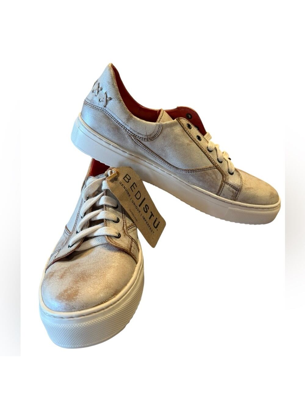 Bed|Stu Natural Distressed Lace-Up Sneakers Womens Size 10NIB